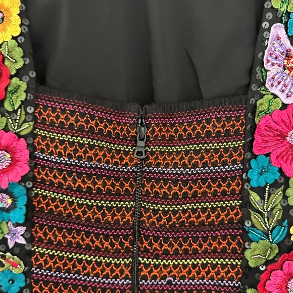 Alice + Olivia Lindsey A-line Mini Dress Multicolor Allover Floral Embroidery - Picture 9 of 12